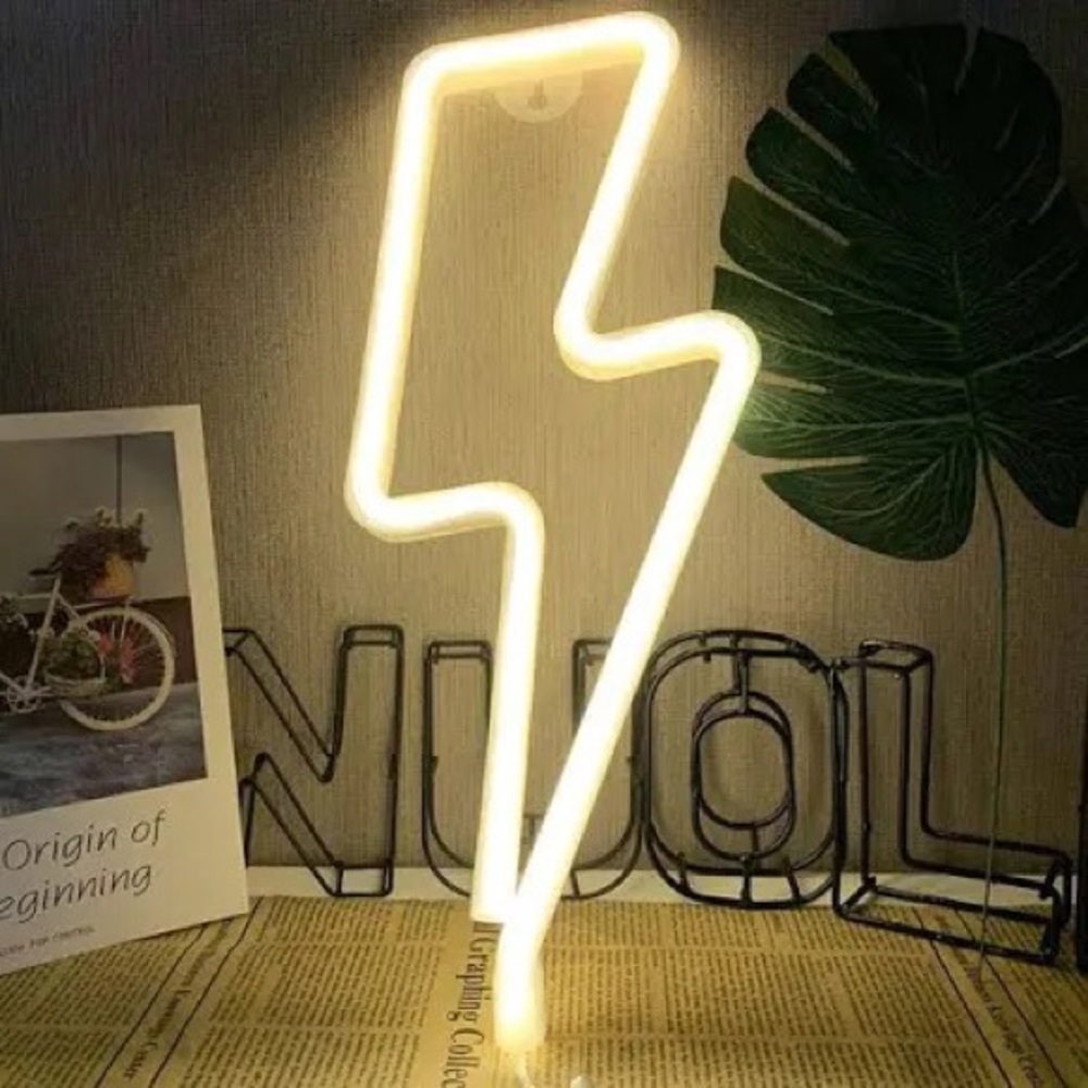 AMAZON light up warm colored lightning bolt sign (unused)